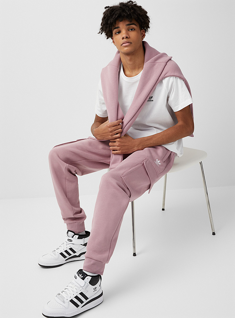 Adidas Originals Pink Fleece cargo joggers Tapered slim fit for men