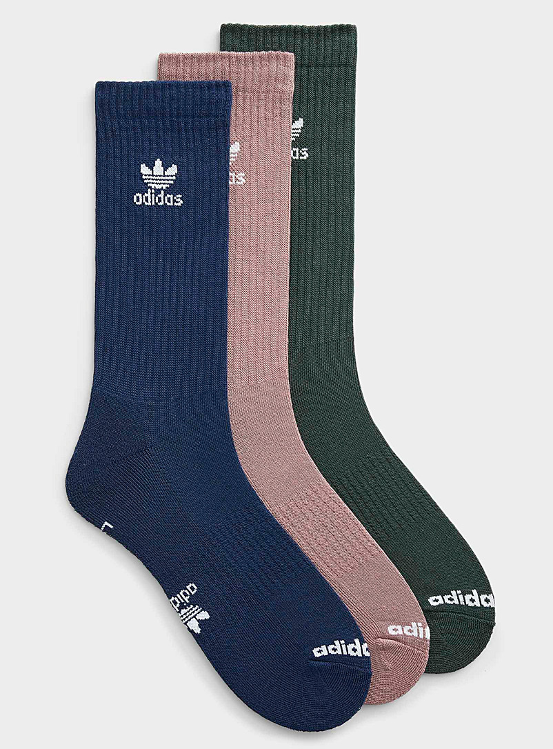 Adidas Originals Patterned Green Trefoil fall-coloured socks 3-pack for men