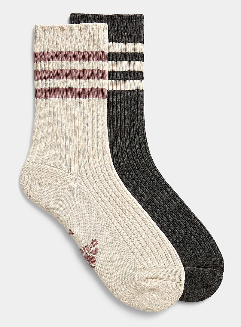 Adidas Originals Black Contrast stripe organic cotton socks 2-pack for men