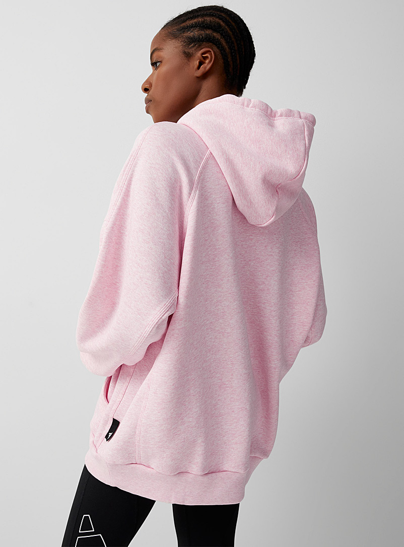 Adidas Pink Loose hooded heather-pink sweatshirt for women