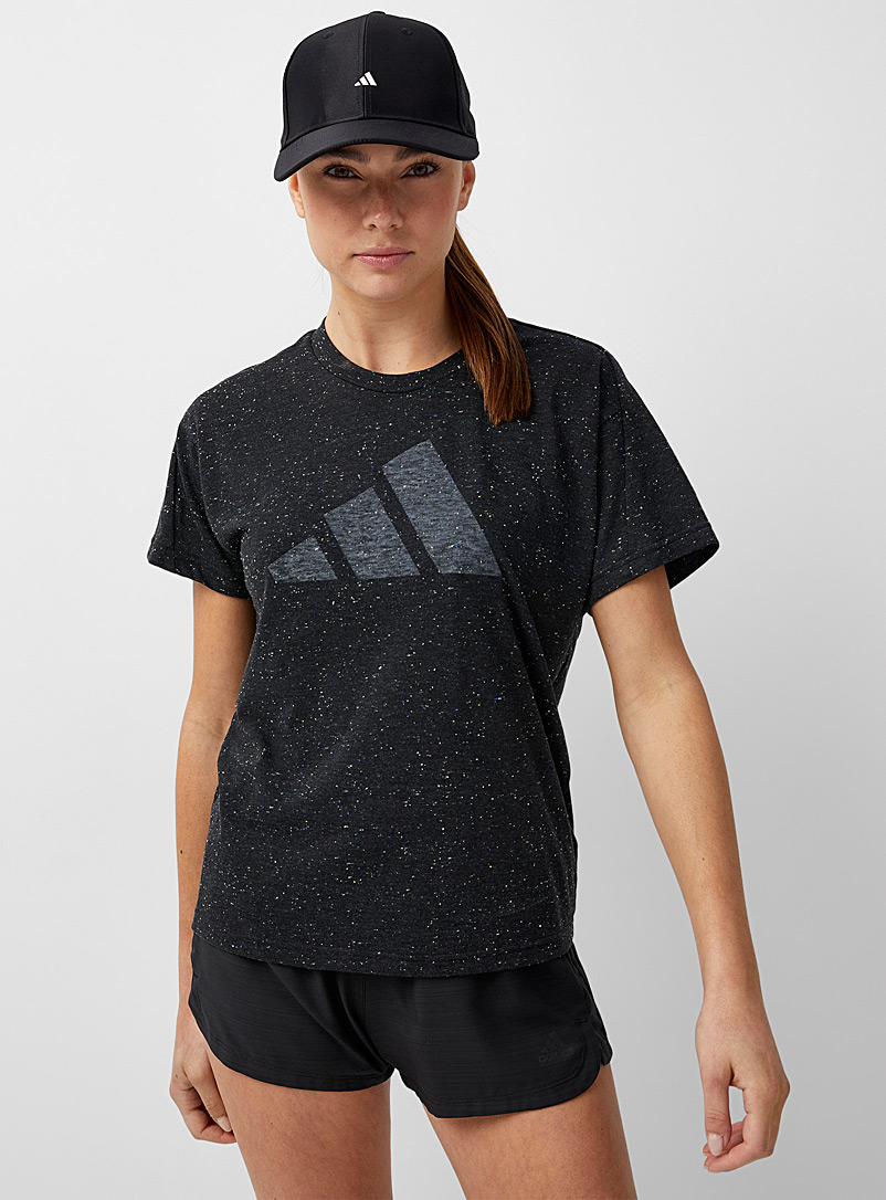 Adidas: Le t-shirt noir moucheté logo 3 barres Noir pour femme