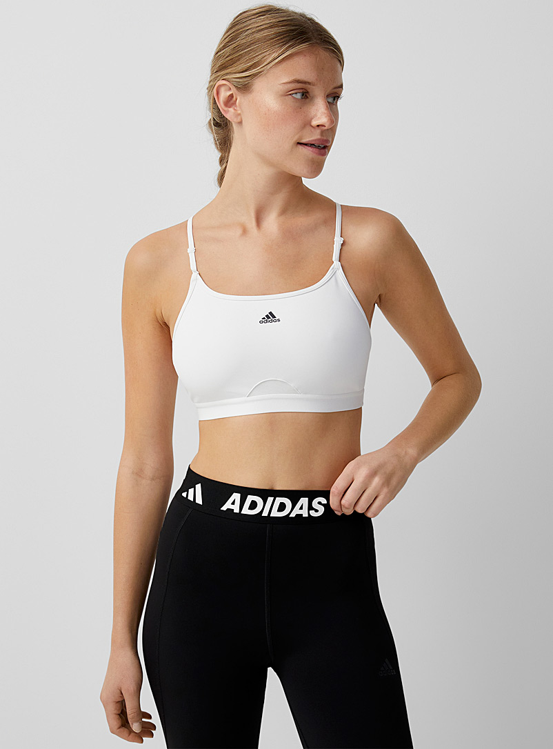 Adidas White Aeroreact white bra Low-impact support for women