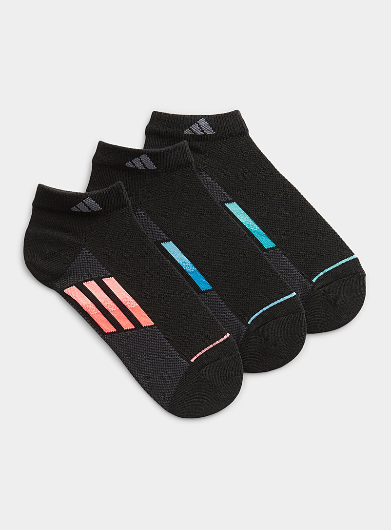 Adidas: Les socquettes noires bandes colorées Ensemble de 3 Noir pour femme