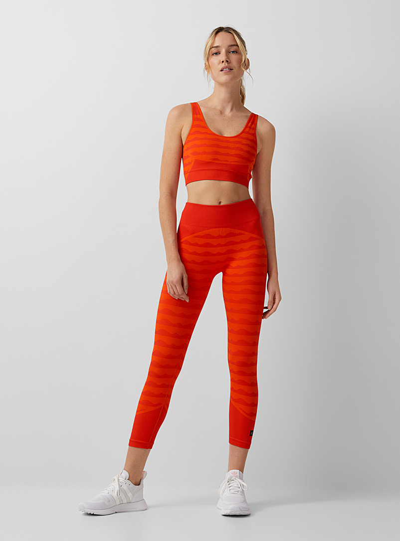 Adidas X Marimekko Dark Orange Fluid-stripe seamless 7/8 legging for women
