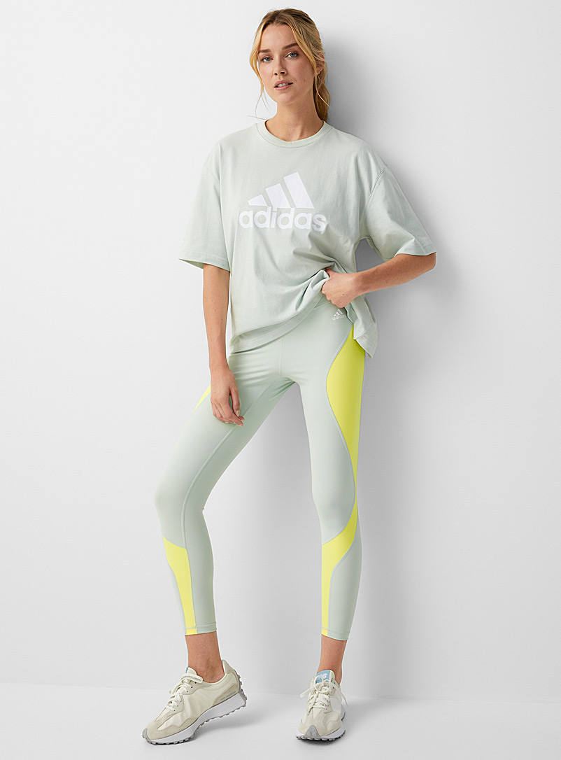 Adidas: Le legging 7/8 blocs ondulés Vert pâle-lime pour femme