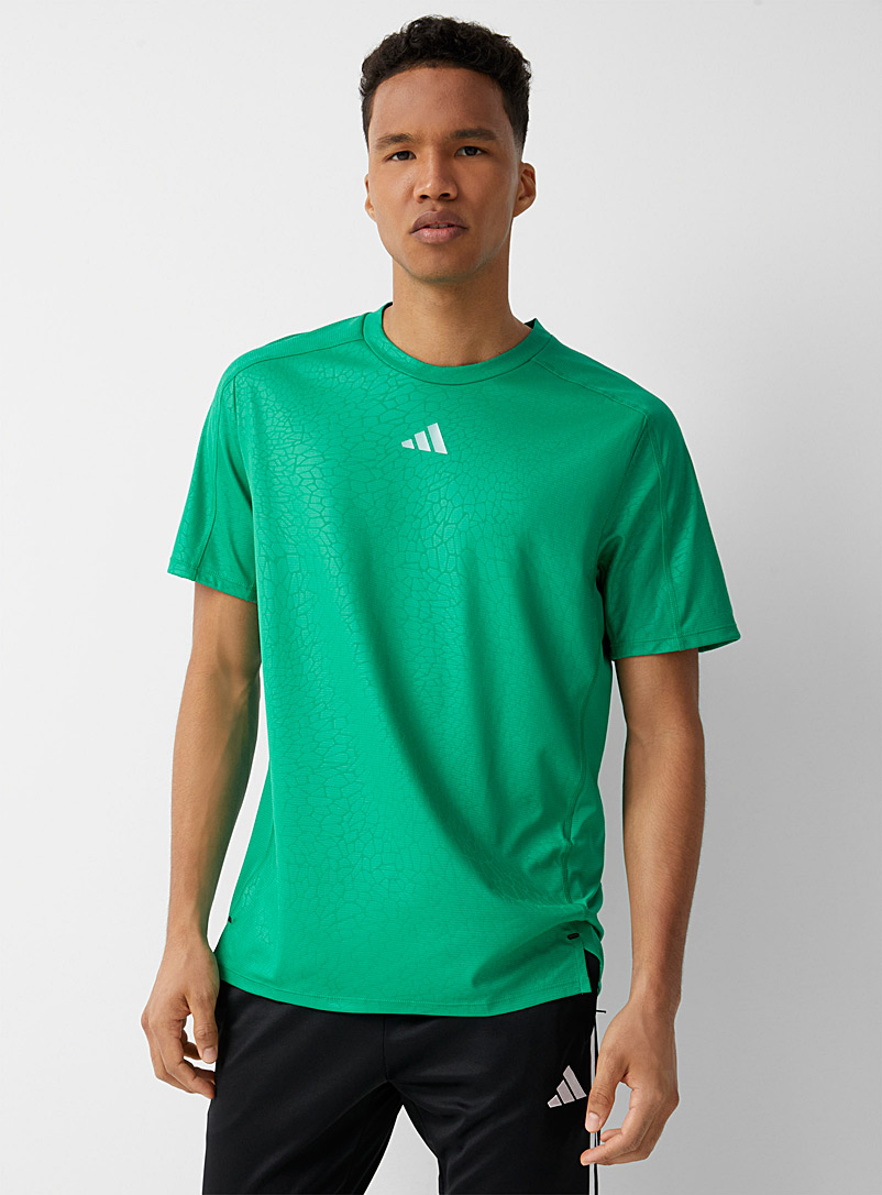Adidas Green Filigree pattern tearproof jersey T-shirt for men