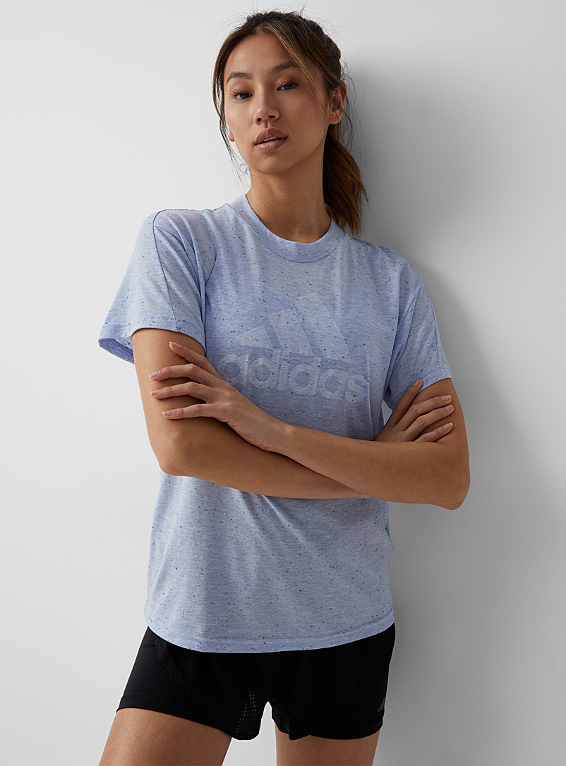 Adidas Teal Flecked 3-bar logo tee for women