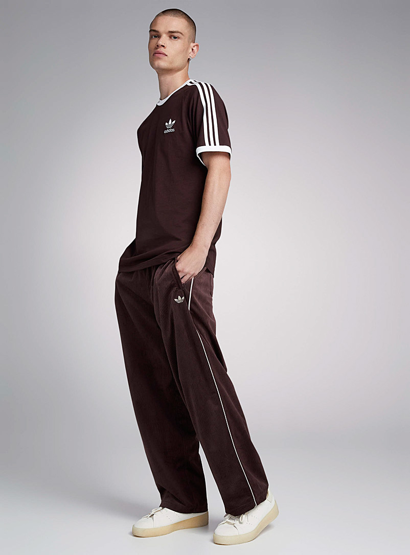 Adidas Originals Brown Piping corduroy pant Loose fit for men