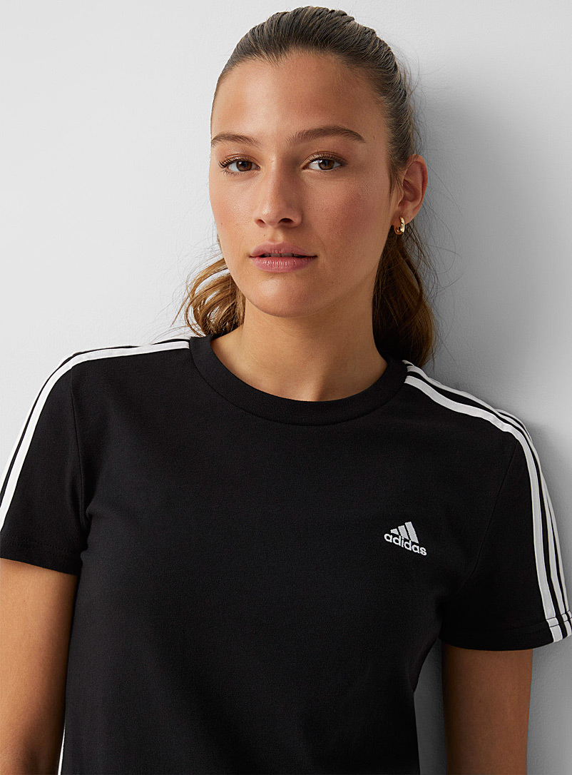 Adidas Black Three-band fitted T-shirt for women