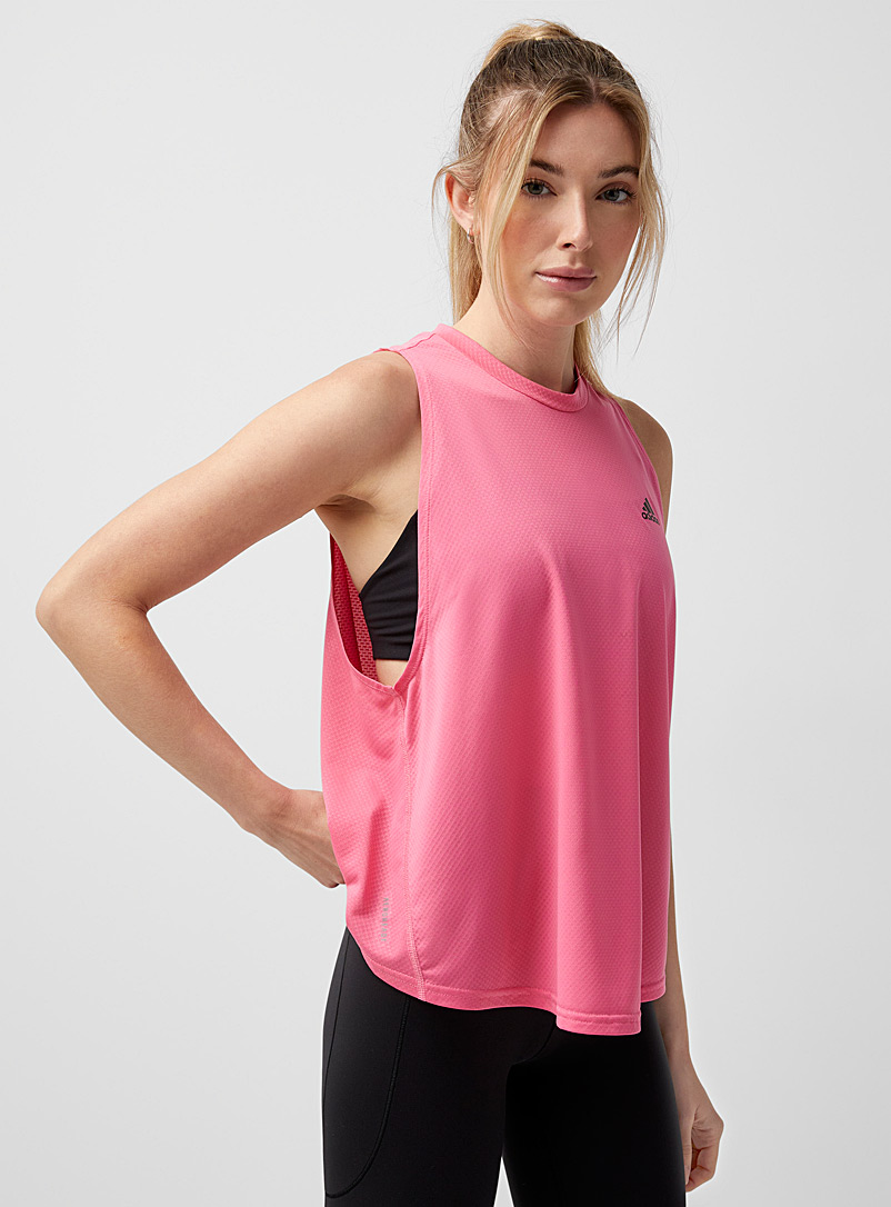 Adidas Pink Low-cut armhole pink tank for women
