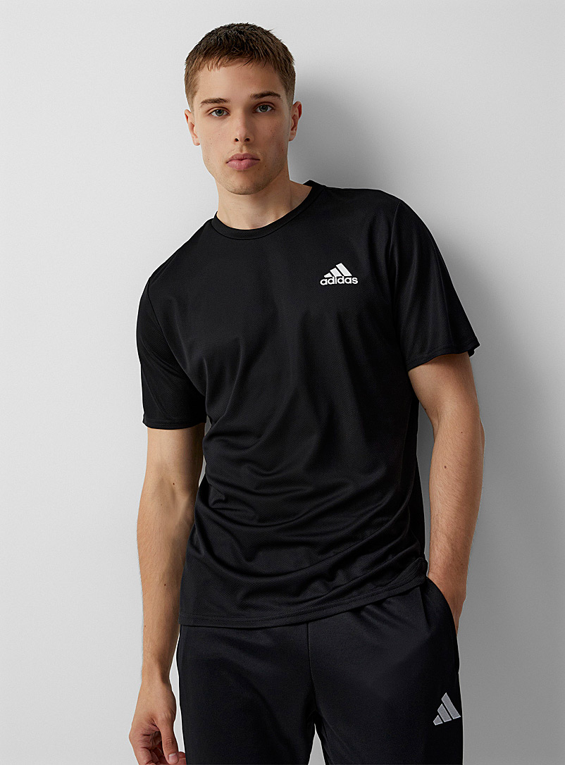 Adidas Black White-logo breathable jersey tee for men