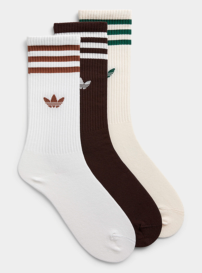 Adidas Originals Patterned Brown Understated stripe socks 3-pack for men