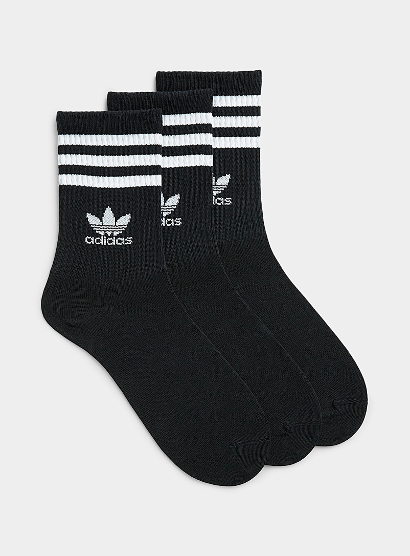 Adidas Originals: Les chaussettes bandes et logo accent Emballage de 3 Noir pour homme