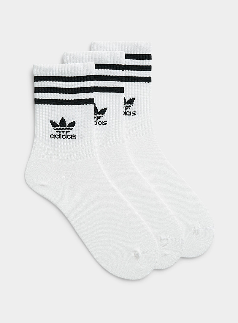 Adidas Originals: Les chaussettes bandes et logo accent Emballage de 3 Blanc pour homme
