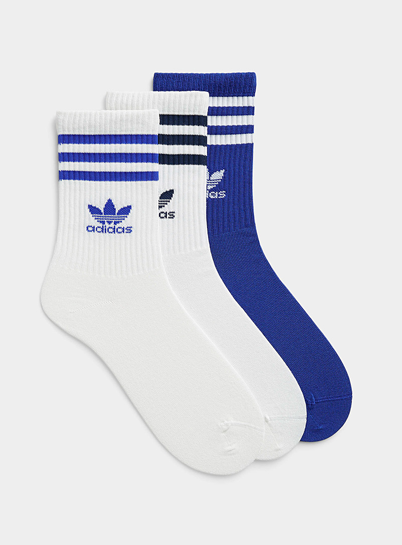 Adidas Originals: Les chaussettes tons de bleu logo Emballage de 3 Bleu royal-saphir pour homme