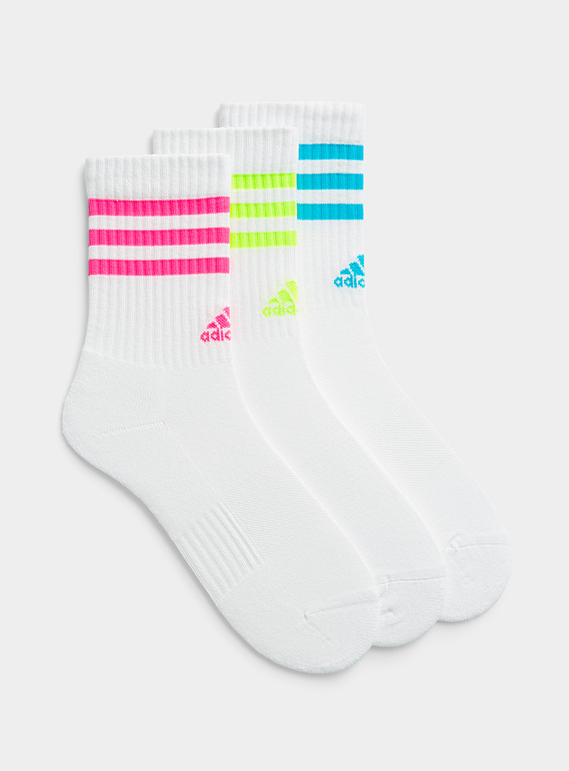 Adidas Originals: Les chaussettes accent néon Emballage de 3 Blanc pour homme