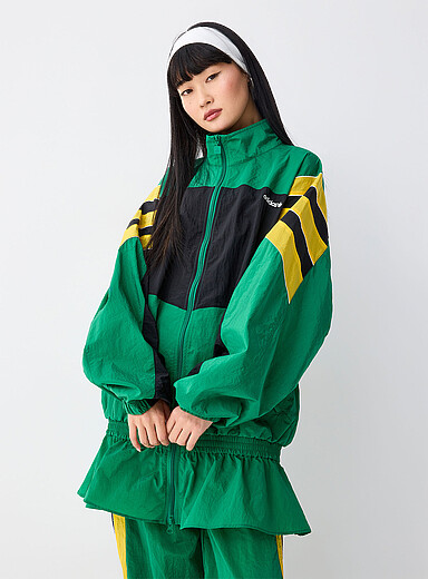 Adidas: La veste <i>track</i> blocs de couleur Vert irlandais - &Eacute;meraude pour femme