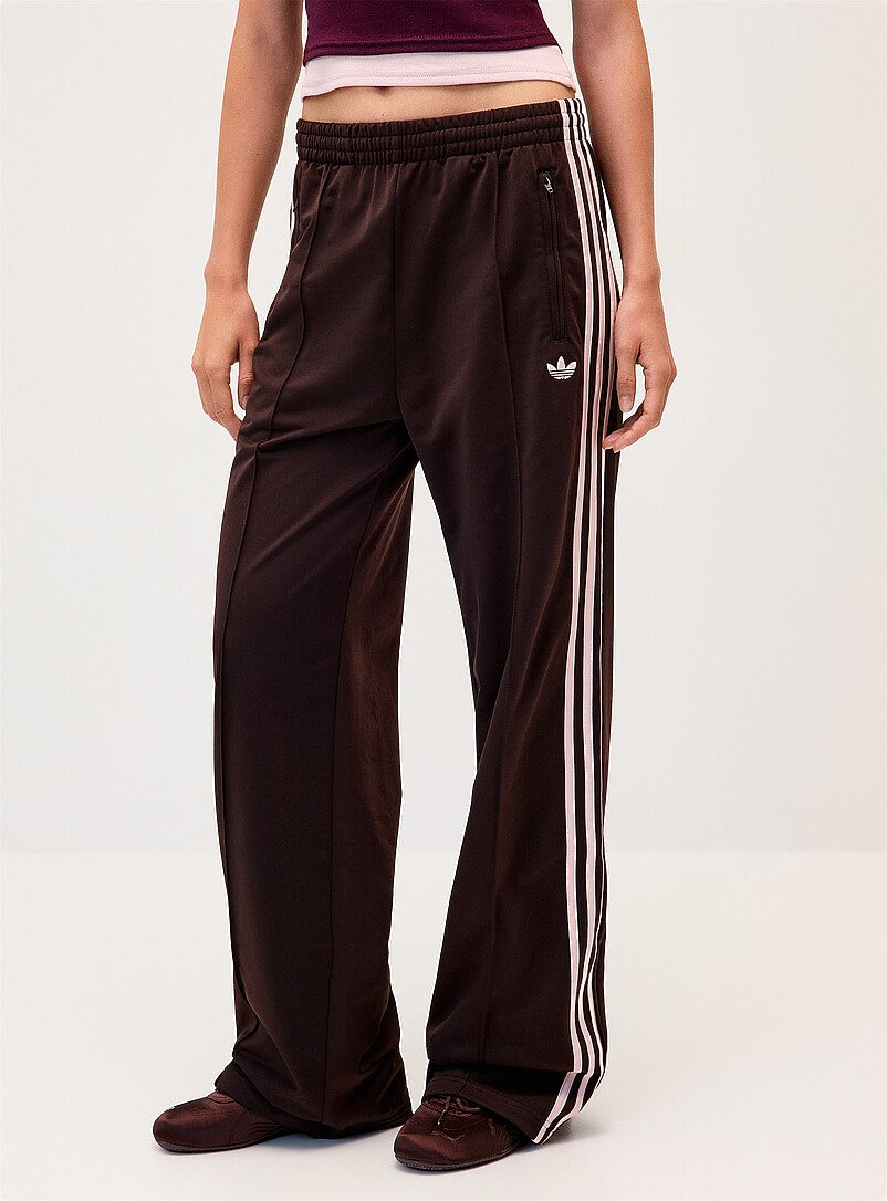 Adidas Black Three stripes wide-leg track pant for women