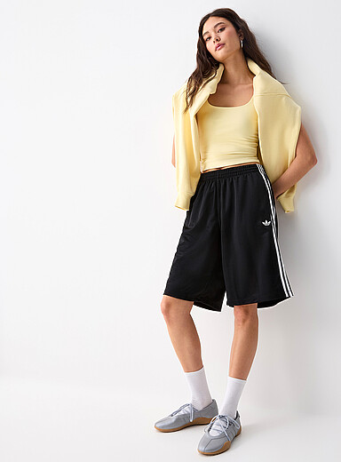 Adidas Originals Black Striped jacquard Bermuda short for women