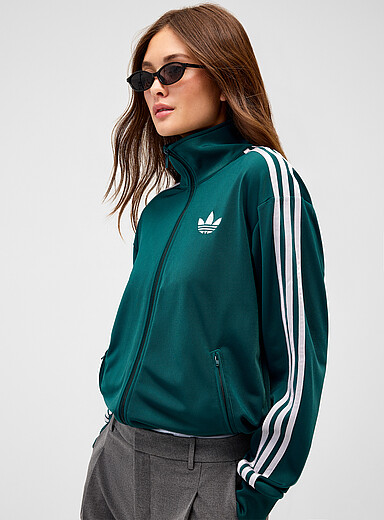 Adidas Originals: La veste <i>track</i> Firebird ample Vert fonc&eacute; - Mousse pour femme