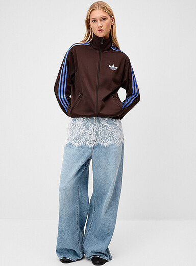 Adidas Originals: La veste <i>track</i> Firebird ample Brun  pour femme