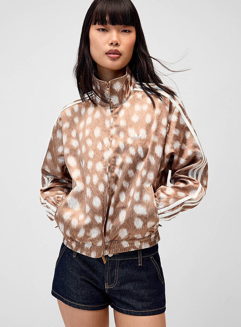 Adidas Originals Patterned Brown Fawn design satiny canvas jacket for women