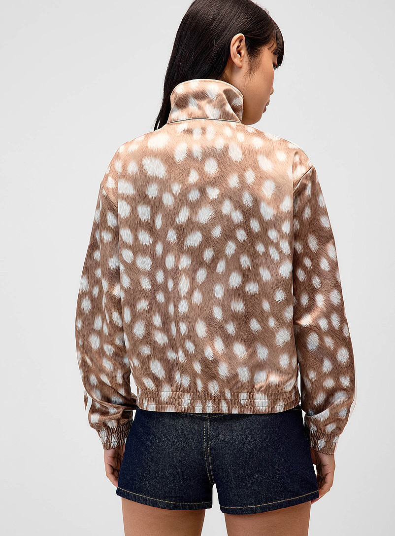 Adidas Originals Patterned Brown Fawn design satiny canvas jacket for women