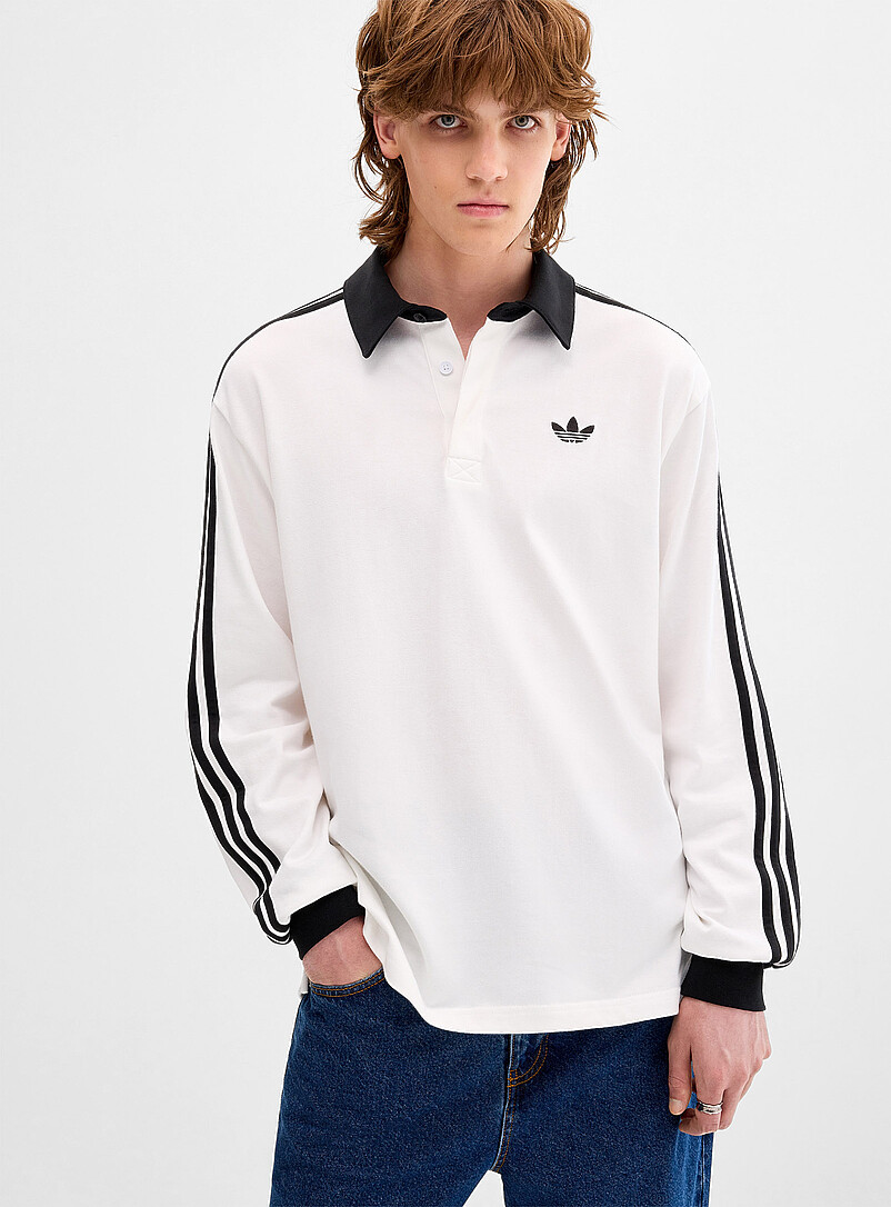 GLS-Sweat POLO 2023 - Black & WhiteサイズXL 3-stripe long-sleeve Rugby polo Loose fit | Adidas Originals