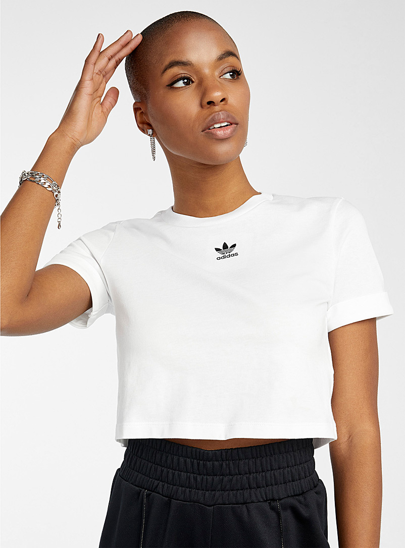 Embroidered mini-logo cropped tee | Adidas Originals | Women's Short ...