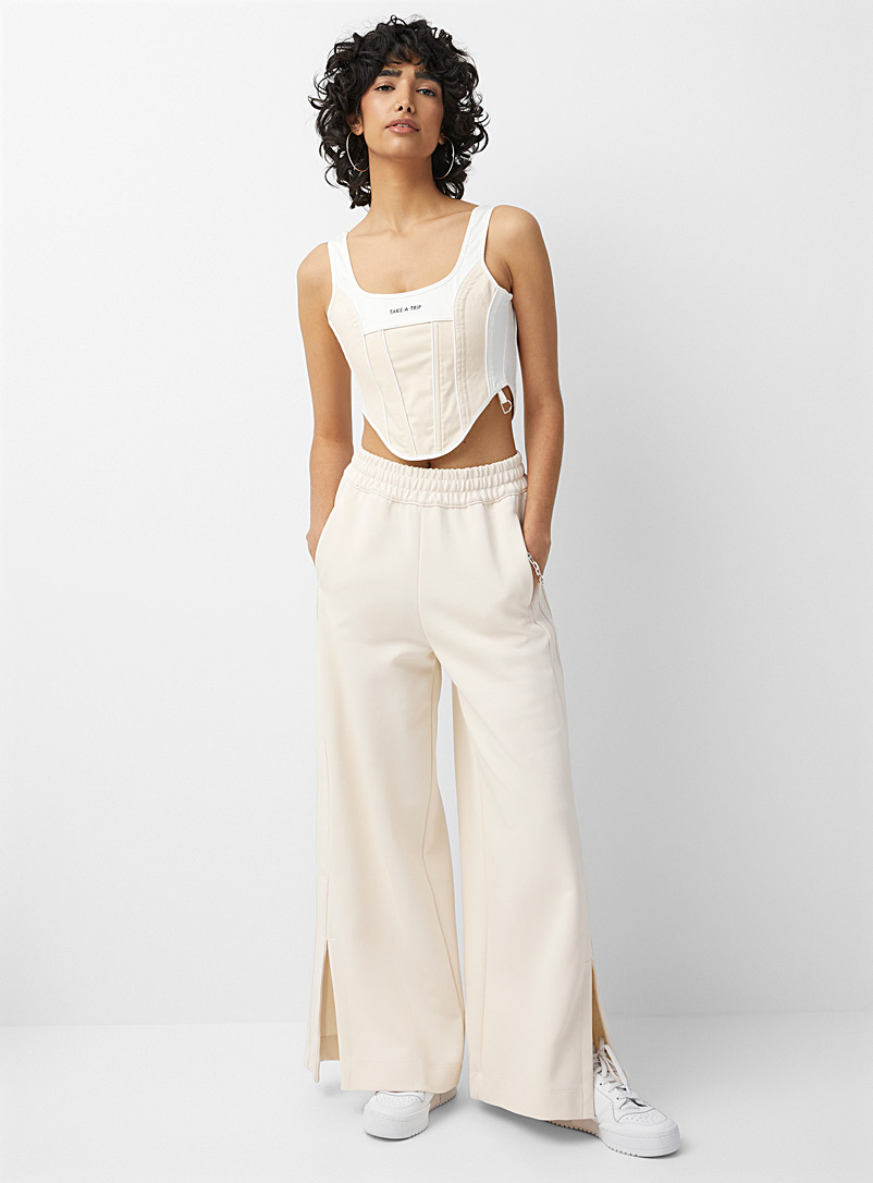 Cream stripes wide-leg pant | Adidas Originals | Shop Women%u2019s 