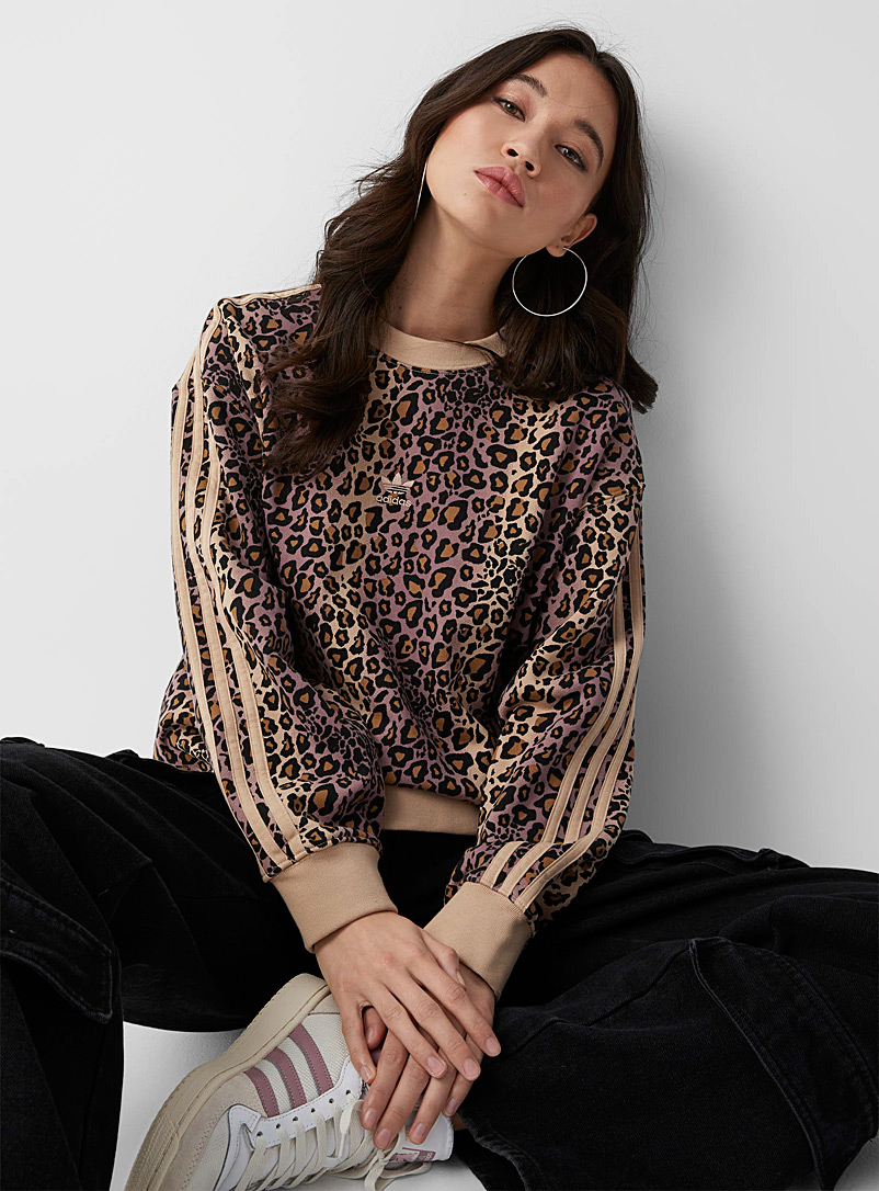 Adidas Originals Patterned Brown Striped leopard sweatshirt for women