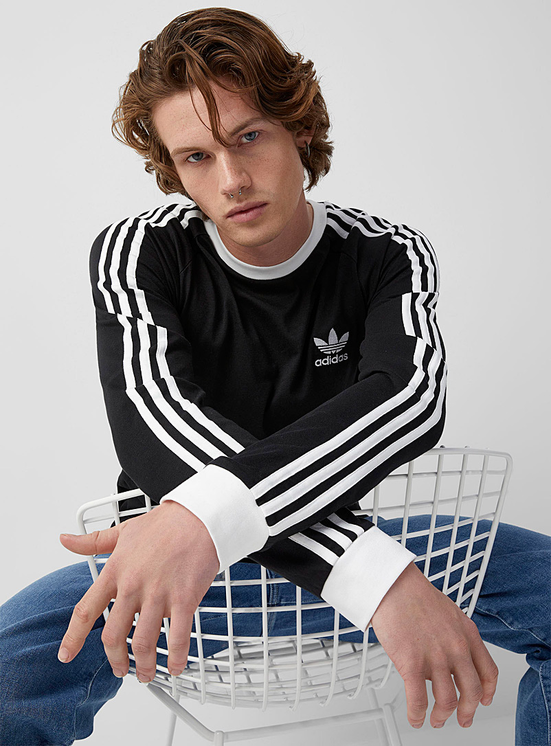 Adidas Originals Black Iconic stripe T-shirt for men