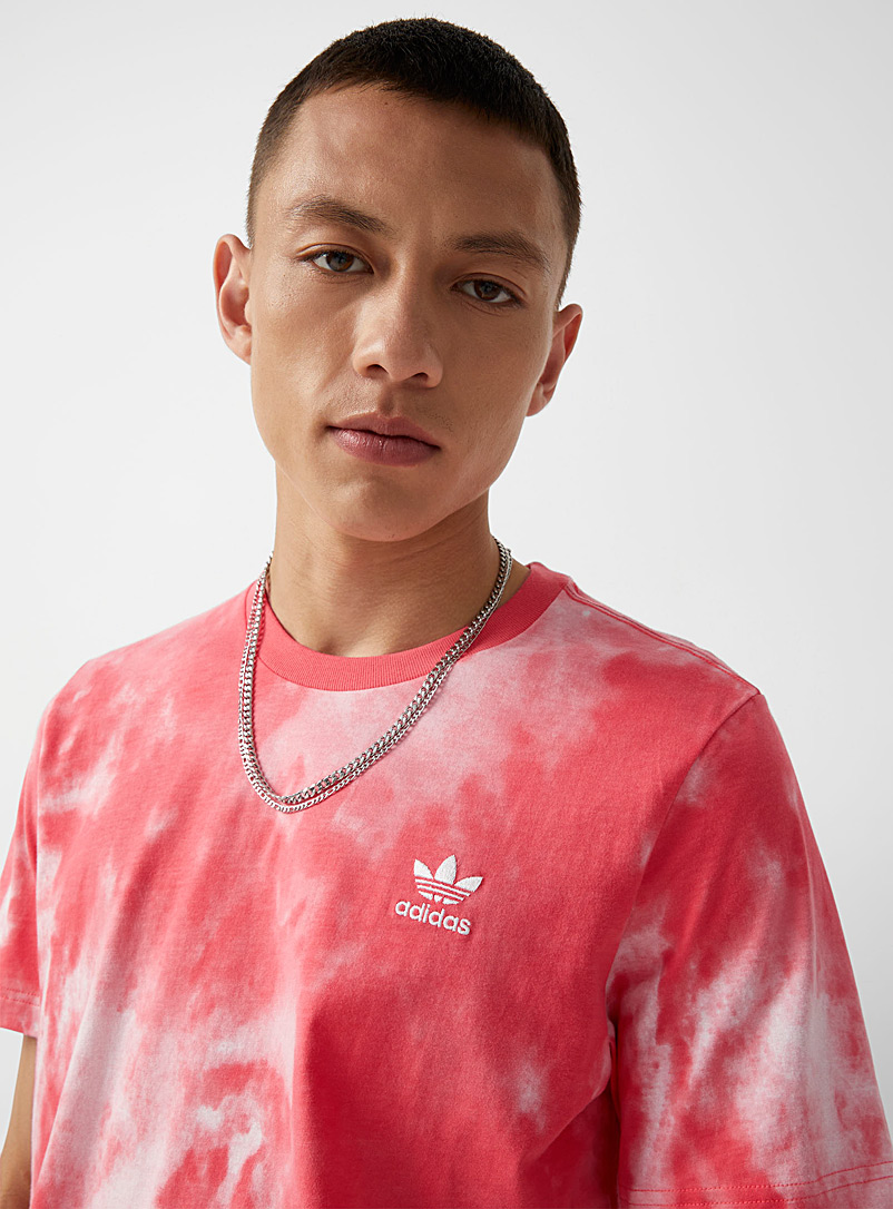 Adidas Originals Red Trefoil logo tie-dye T-shirt for men