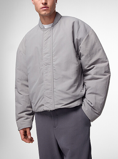 Adidas x entire studios: Le bomber nylon rembourr&eacute; Z.N.E Gris pour homme