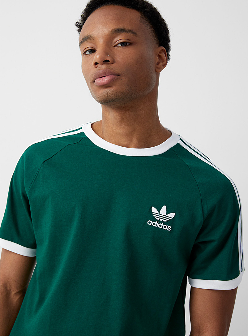 Adidas Originals Green 3-stripe ringer T-shirt for men