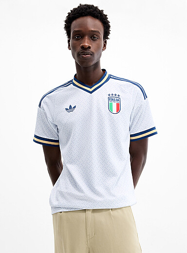 Adidas Originals Baby Blue Logo and jacquard soccer jersey for men