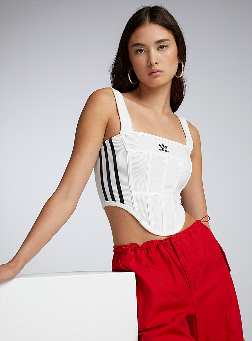 Adidas Originals: Le bustier 3 bandes Blanc pour femme