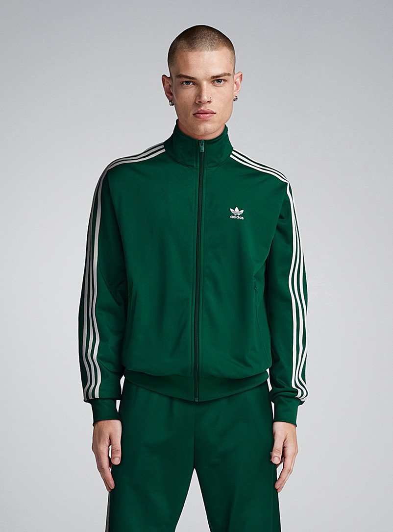 Adidas: La veste <i>track</i> Firebird Vert foncé-mousse-olive pour homme