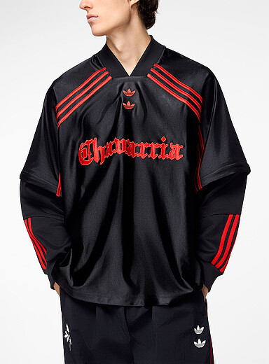 Adidas x Willy Chavarria Patterned Black Dazzle oversized soccer jersey for men