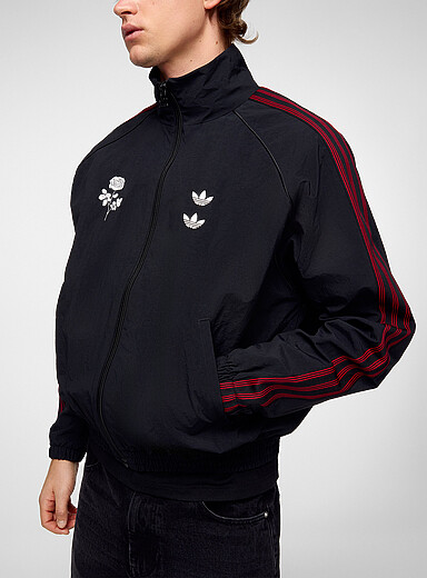 Adidas x Willy Chavarria: La veste <i>track</i> broderie rose Noir &agrave; motifs pour homme