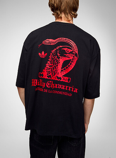 Adidas x Willy Chavarria Patterned Black Eagle and snake oversized T-shirt for men