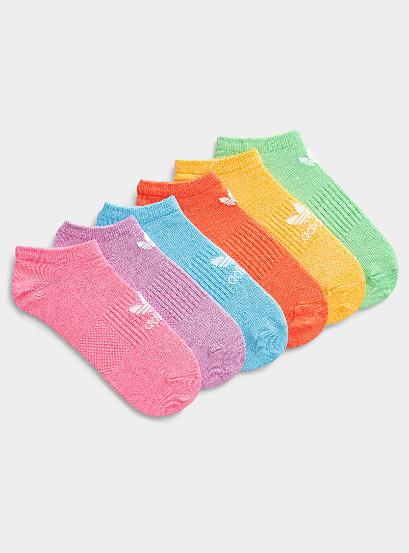 Adidas Originals Pink Trefoil No Show rainbow ped socks Set of 6 for women