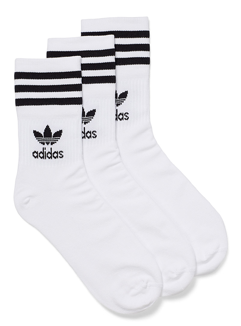 Adidas Originals White Three-stripe athletic socks Set of 3 for women