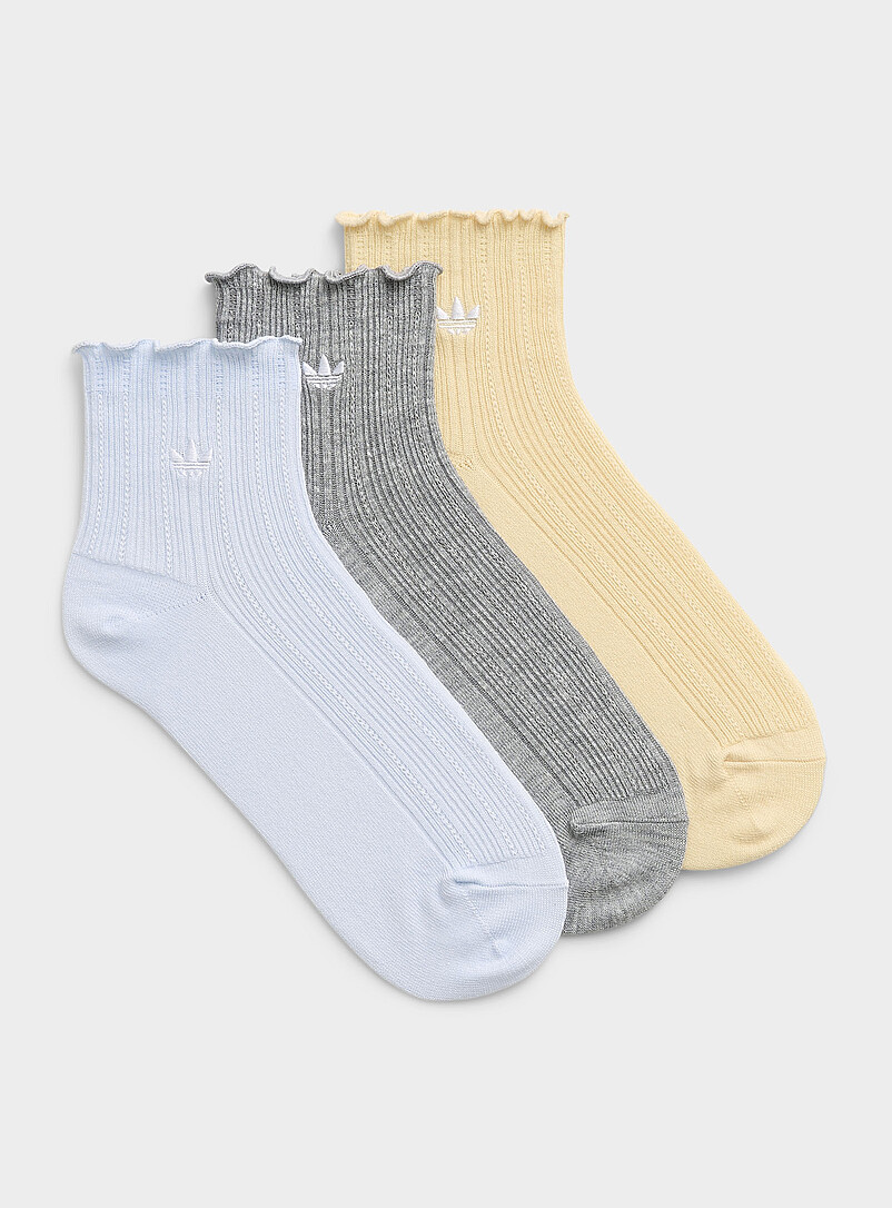 Lettuce-trim pastel ribbed ankle socks 3-pack | Adidas Originals