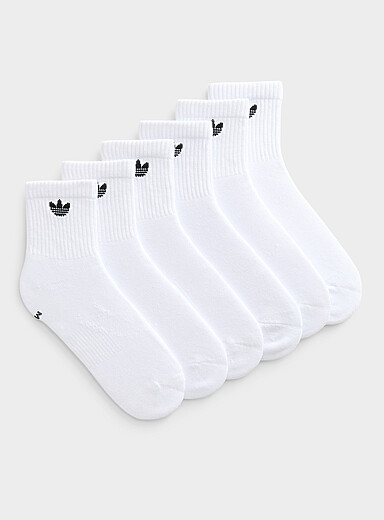 Adidas Originals: Les chaussettes cheville blanches petit logo Ensemble de 6 Blanc pour femme