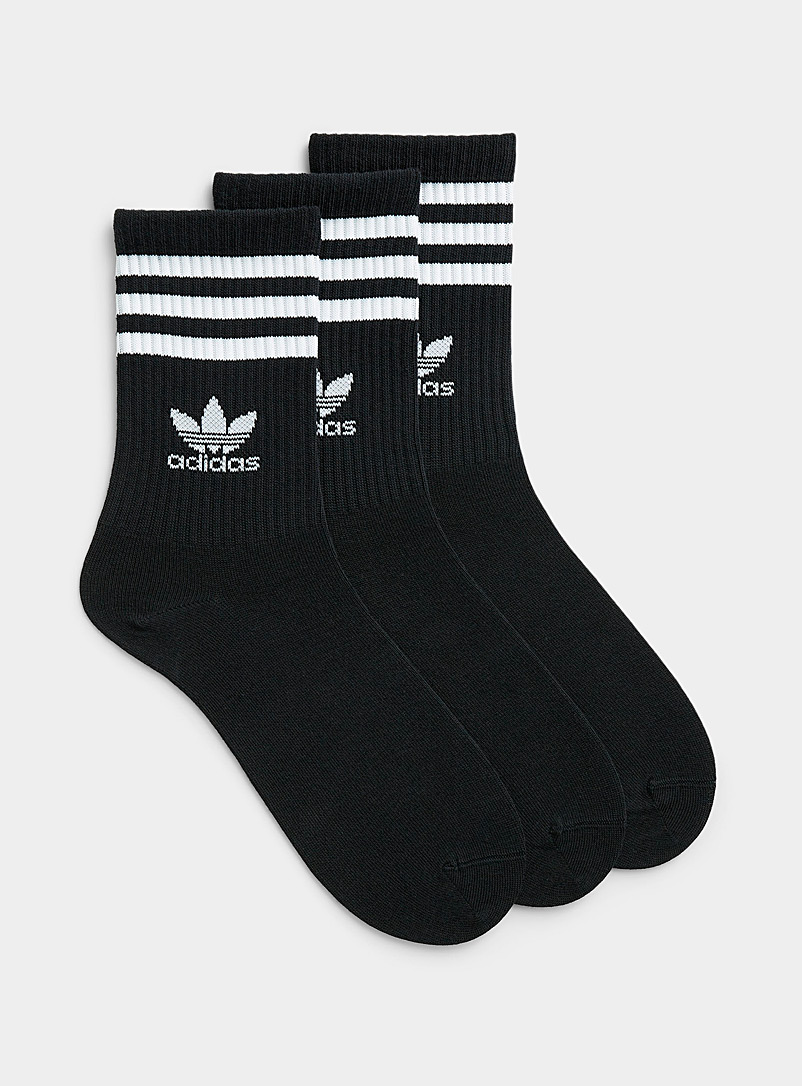 Adidas Originals: Les chaussettes athlétiques noires polyester recyclé Ensemble de 3 Noir pour femme