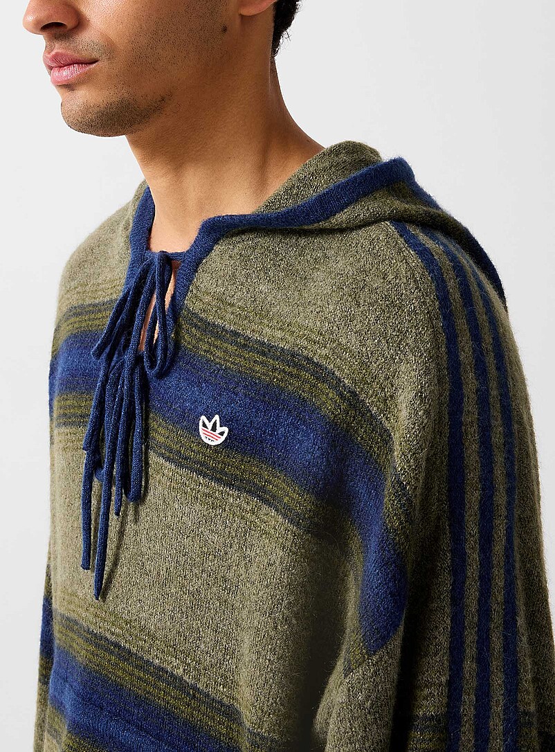 Baja tie-neck striped knit hoodie product image 2