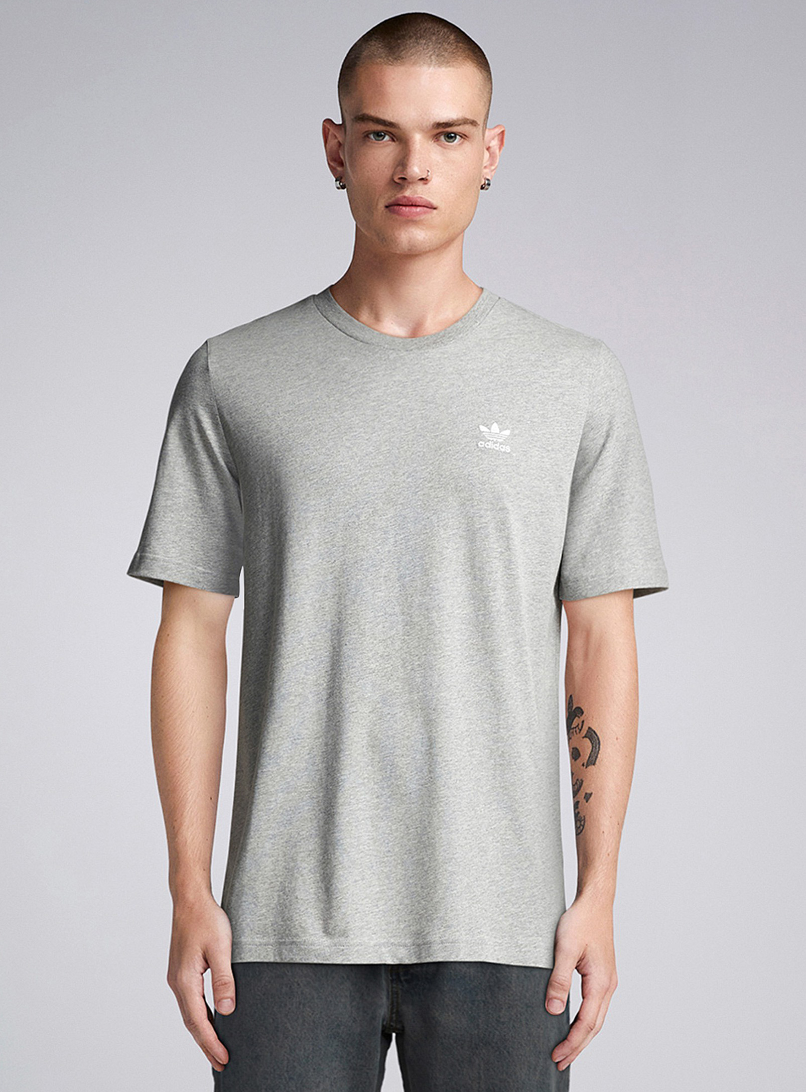 Adidas Originals Trefoil Logo T-shirt In Grey