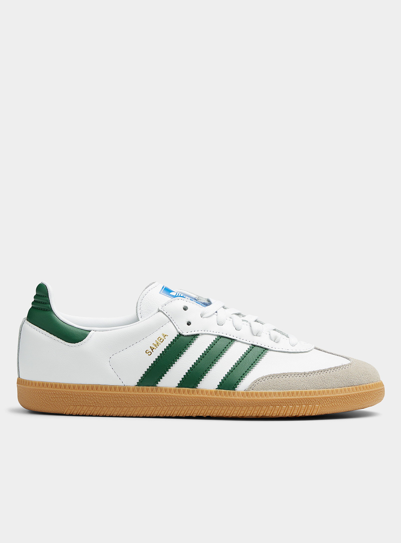 Shop Adidas Originals Green Detail Samba Og Sneakers Men In White