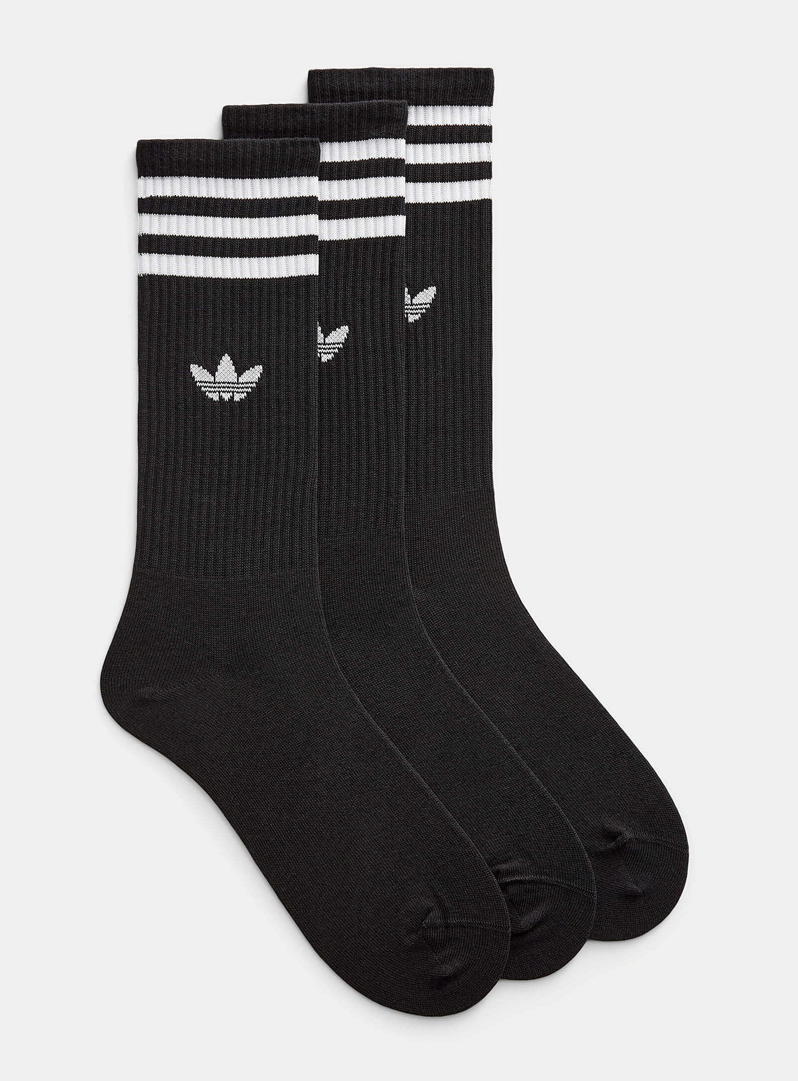 Adidas Originals Signature-stripe Athletic Socks 3-pack In Black